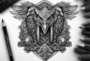 Viking odens ravens, Thor’s hammer tattoo idea
