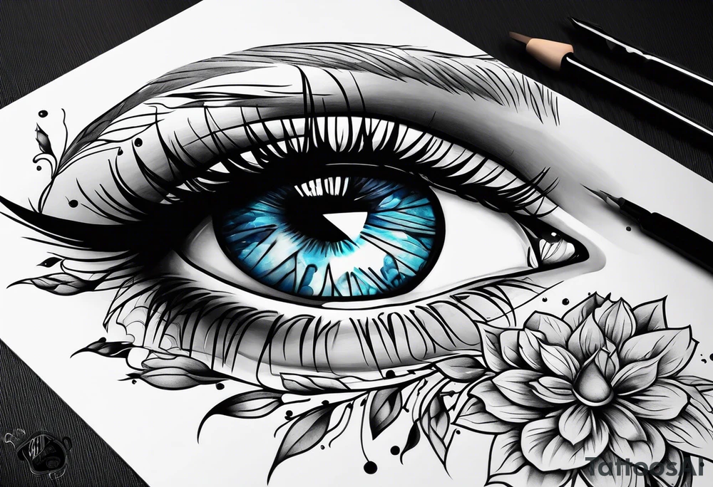 A girl with blue eyes tattoo idea