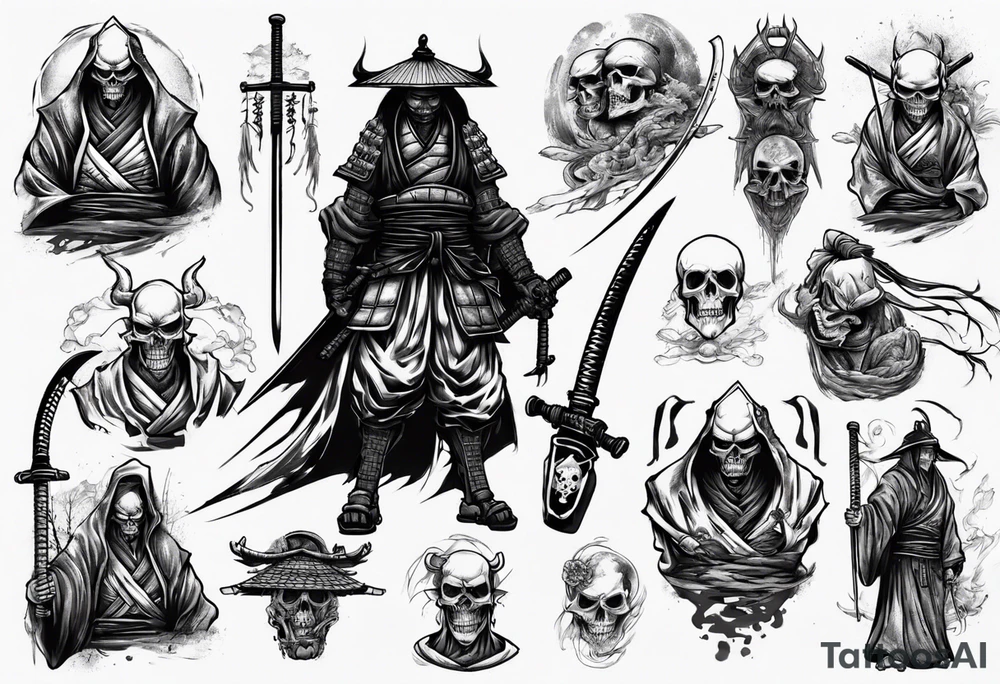 samurai who is also a grim reaper tattoo idea