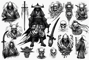 samurai who is also a grim reaper tattoo idea