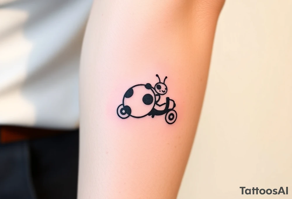 animal Ladybug driving car tattoo idea