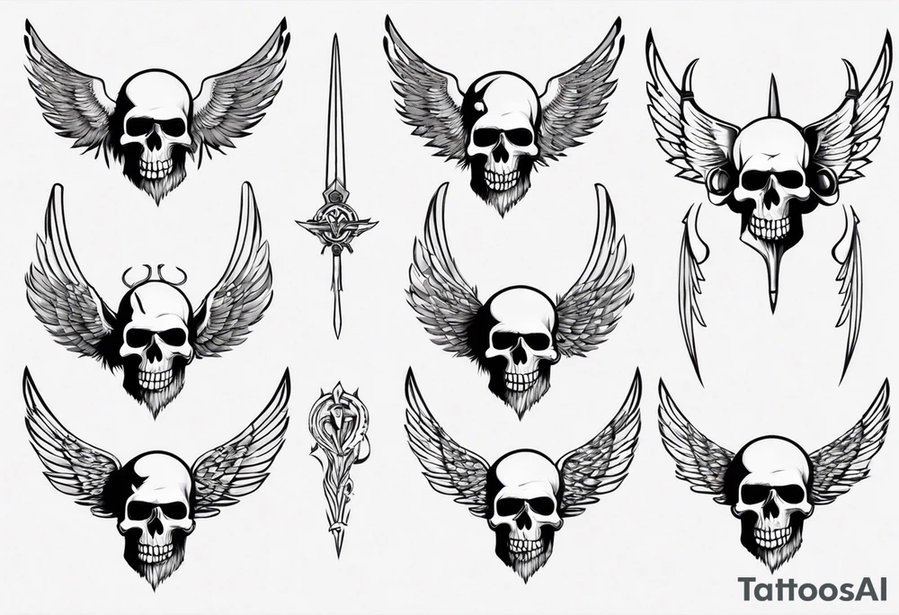 Viking face skulls on the side with wings tattoo idea