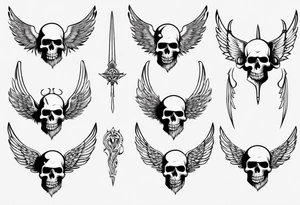 Viking face skulls on the side with wings tattoo idea