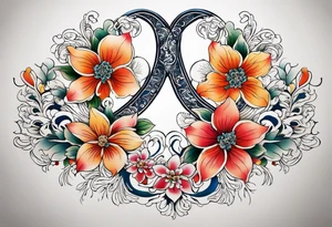 Ornament of flowers forming a the shape of a lung tattoo idea