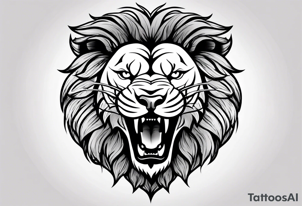 Lion roaring with beautiful teeth showing tattoo idea