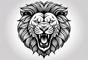 Lion roaring with beautiful teeth showing tattoo idea