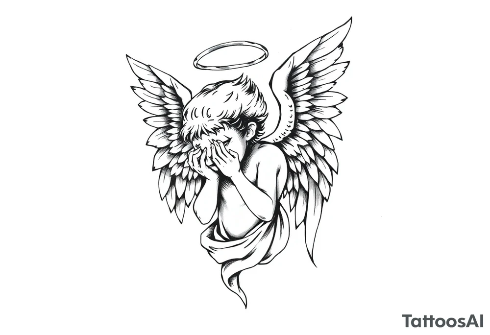 odd crying angel tattoo idea