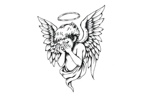 odd crying angel tattoo idea