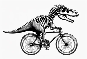 Dinosaur skeleton riding a bicycle tattoo idea