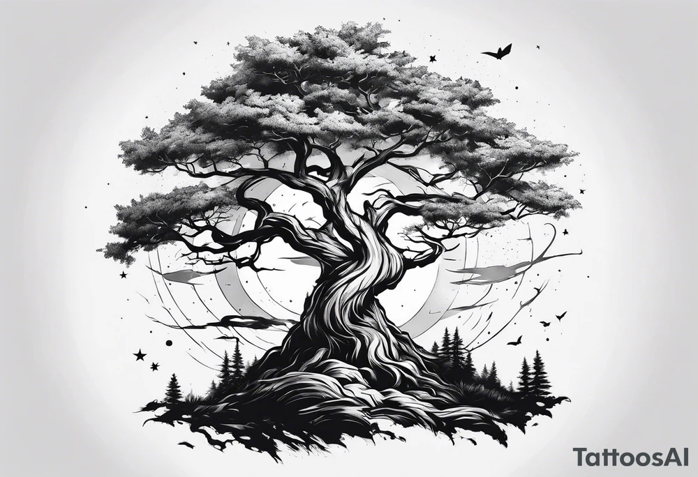 Tree with Star fighters tattoo idea