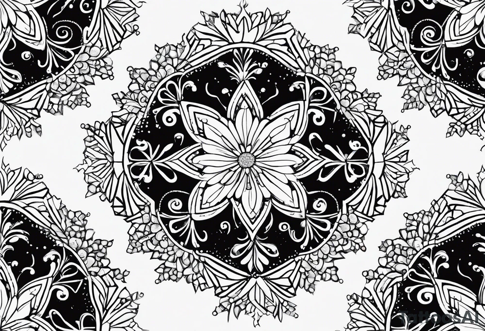 small snow crystal swirl tattoo idea