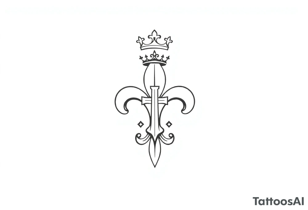 a flor de lis with a crown and a cross inside the flor de lis tattoo idea