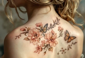 Alfons Mucha’s floral fairy in soft beige and blush tones, with ornamental frames in antique brass and muted coral. tattoo idea