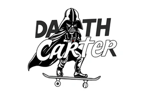 Skateboarding TALL Darth Vader
WORDS in star wars font "Darth Carter"
12/29/88-01/06/24 tattoo idea