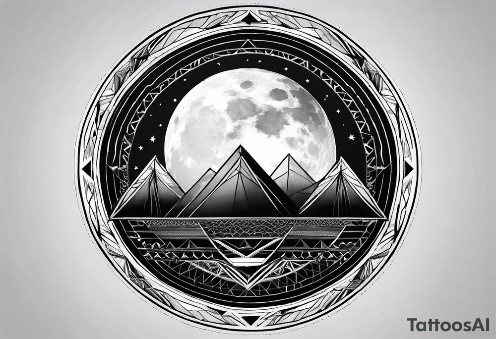 geometric simple moon with triangles inside a circle tattoo idea geometric simple moon with triangles inside a circle tattoo idea