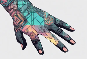cyberpunk 2077, hand tattoo, geometric, subtle, tattoo idea