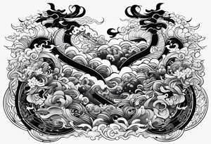 japanese tattoo with swirly elements tattoo idea
