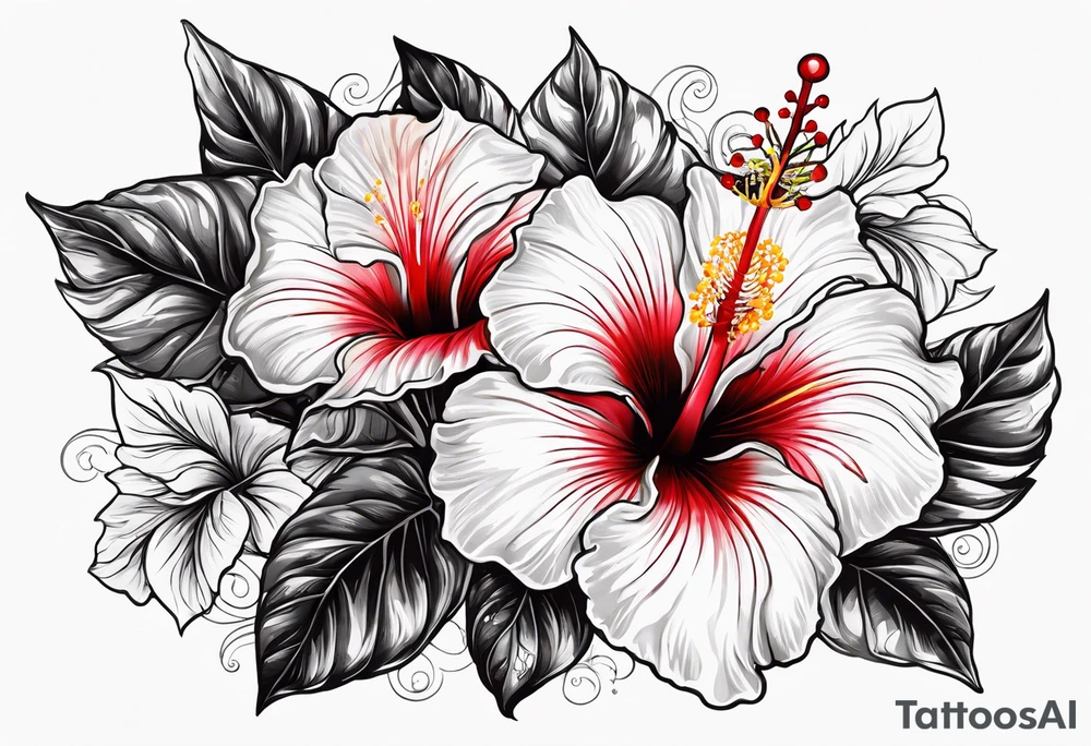 Red, hibiscus tattoo idea