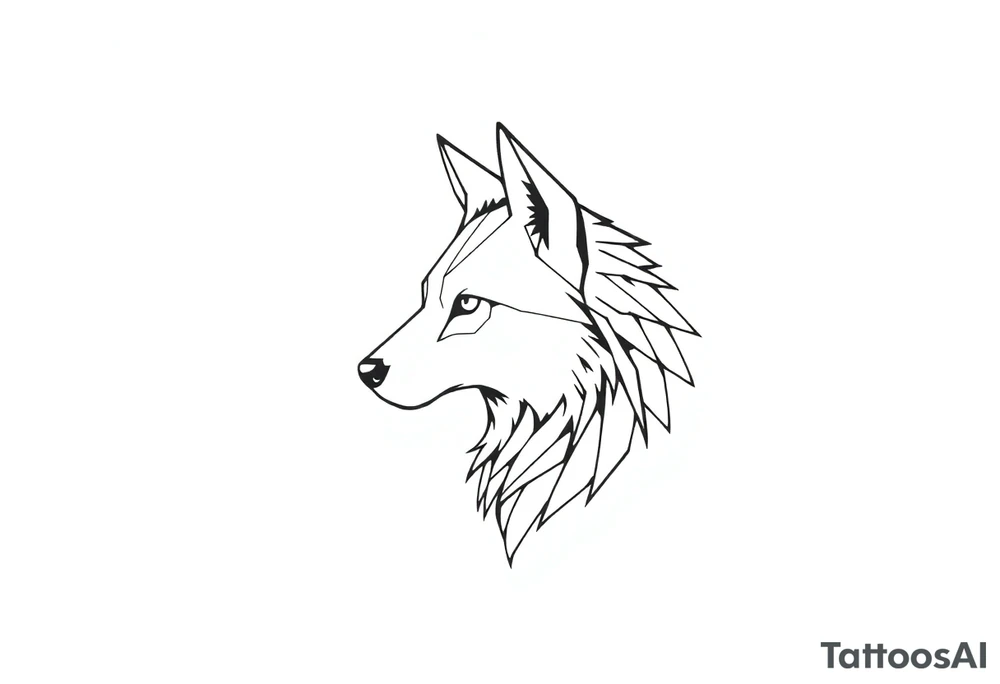 Geometric friendly wolf tattoo idea