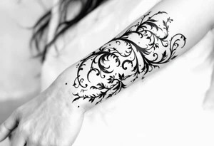 A bold black wave crest curls across the forearm, symbolizing strength and flow. tattoo idea