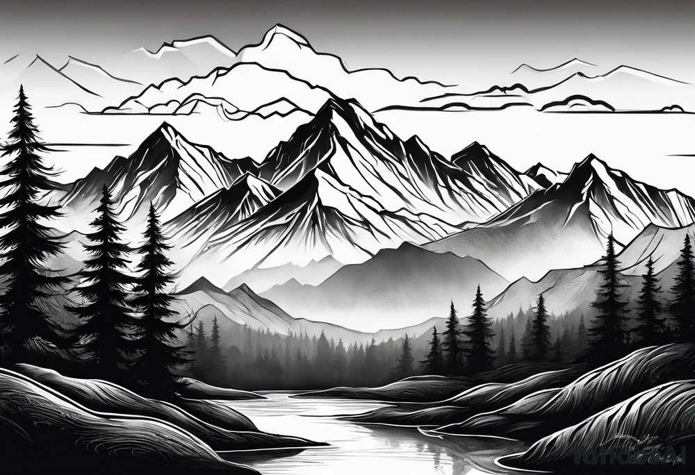 Mountain range silhouette tattoo idea