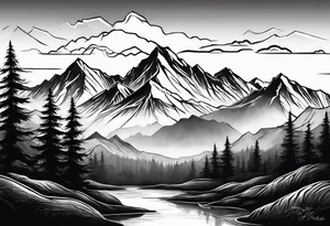 Mountain range silhouette tattoo idea