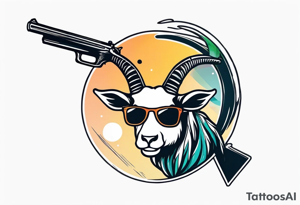 capricorn with sunglasses and a shotgun tattoo idea