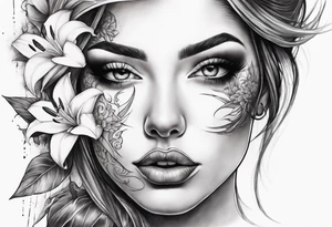 Thorns transitioning to lillies. Ocean. Albatross. Woman lips eyes smoke tattoo idea