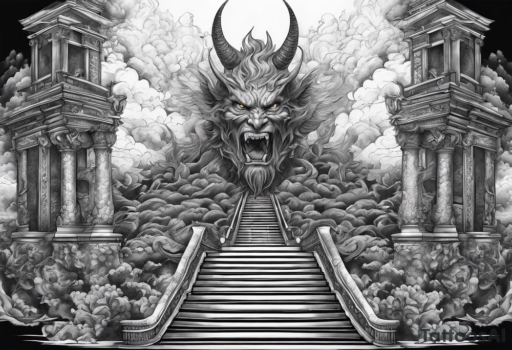 Satan knocked down the stairway to heaven tattoo idea