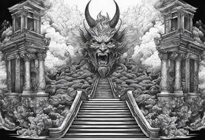 Satan knocked down the stairway to heaven tattoo idea