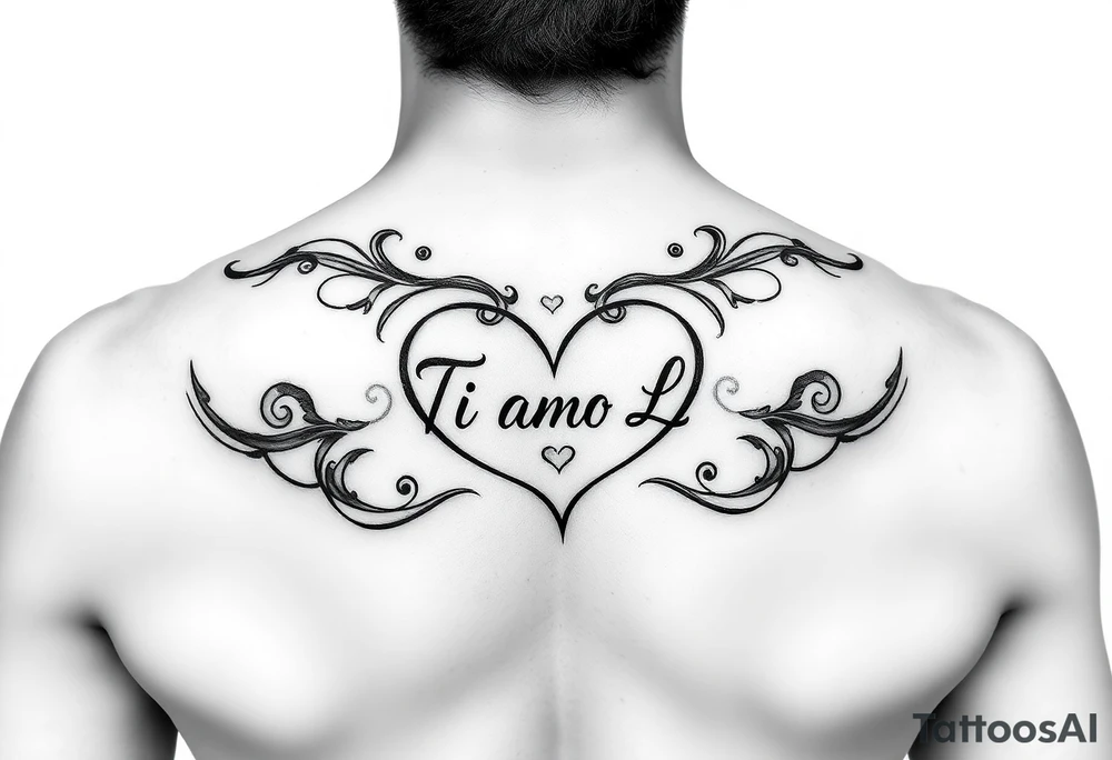 I want (Ti Amo L)in a small heart shape to fit on my ribs feminine tattoo idea
