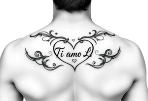 I want (Ti Amo L)in a small heart shape to fit on my ribs feminine tattoo idea