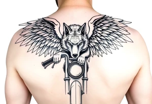 guardian angel wolf on a motorcycle tattoo idea