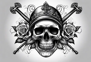 cross on top of a skull tattoo idea