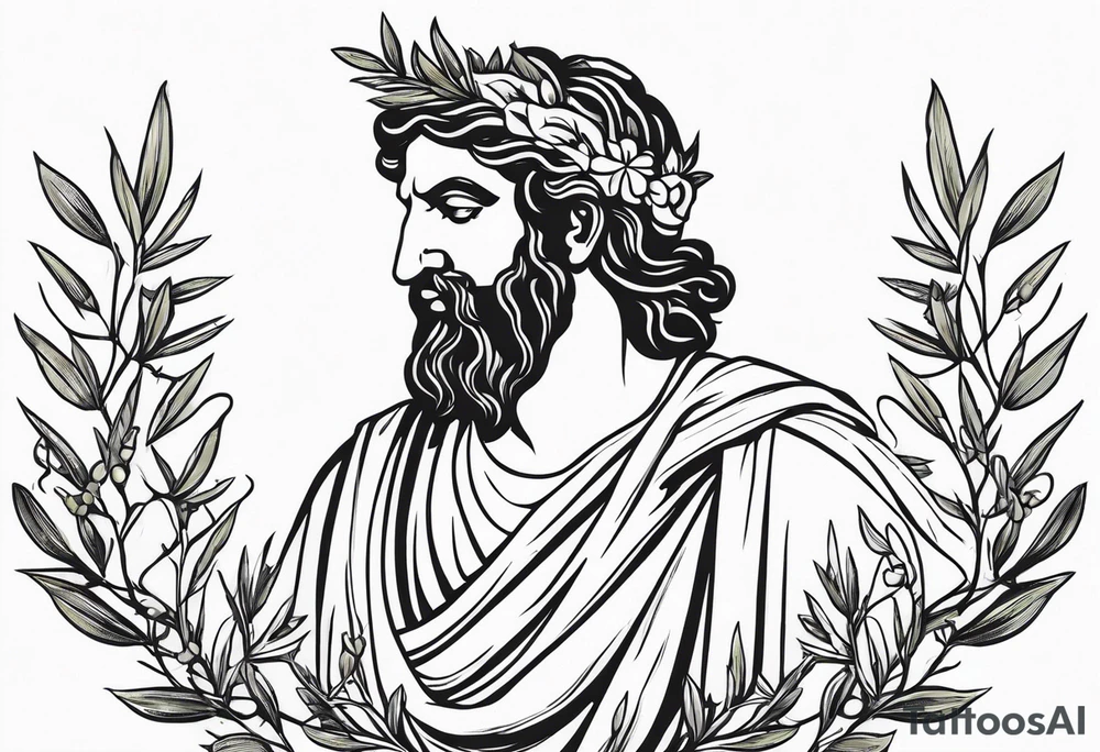 Greek, god, traditional, olive tattoo idea