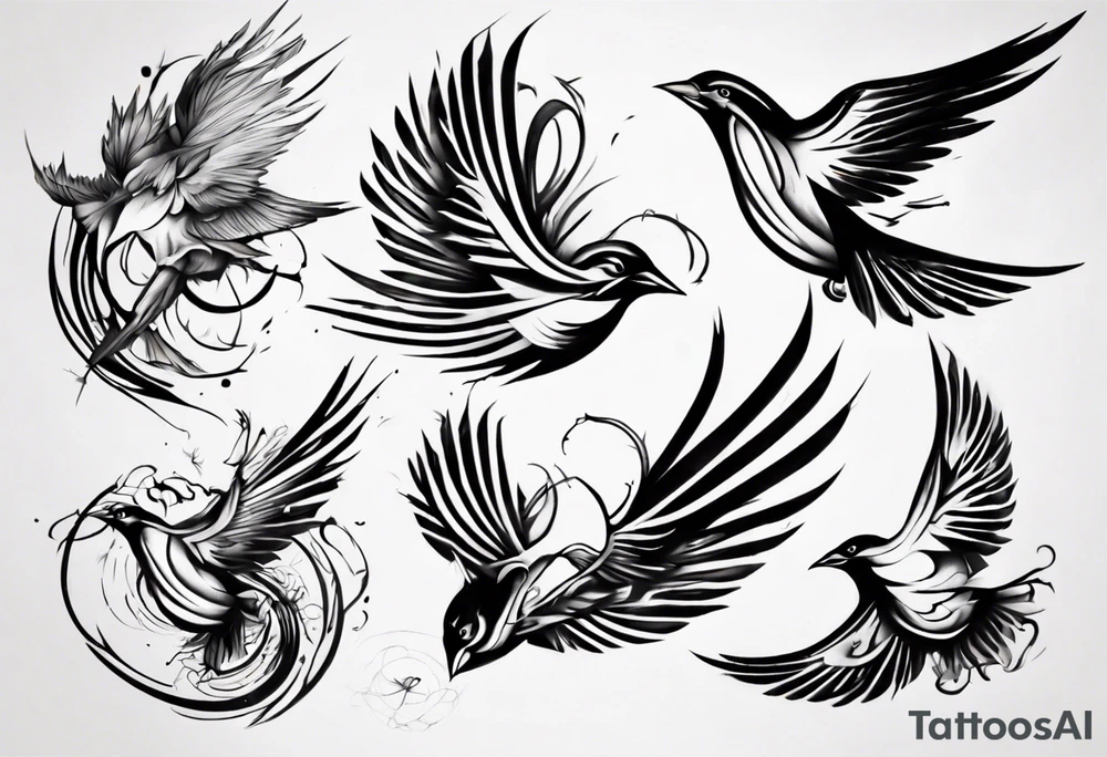 Bird breaking free tattoo idea