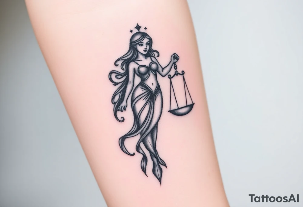 I want a tattoo that combines the Aquarius water bearer and the Libra scales. tattoo idea