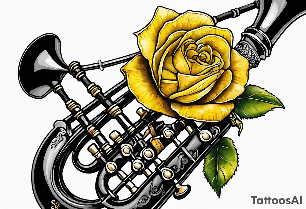 Irish bagpipes yellow rose tattoo idea