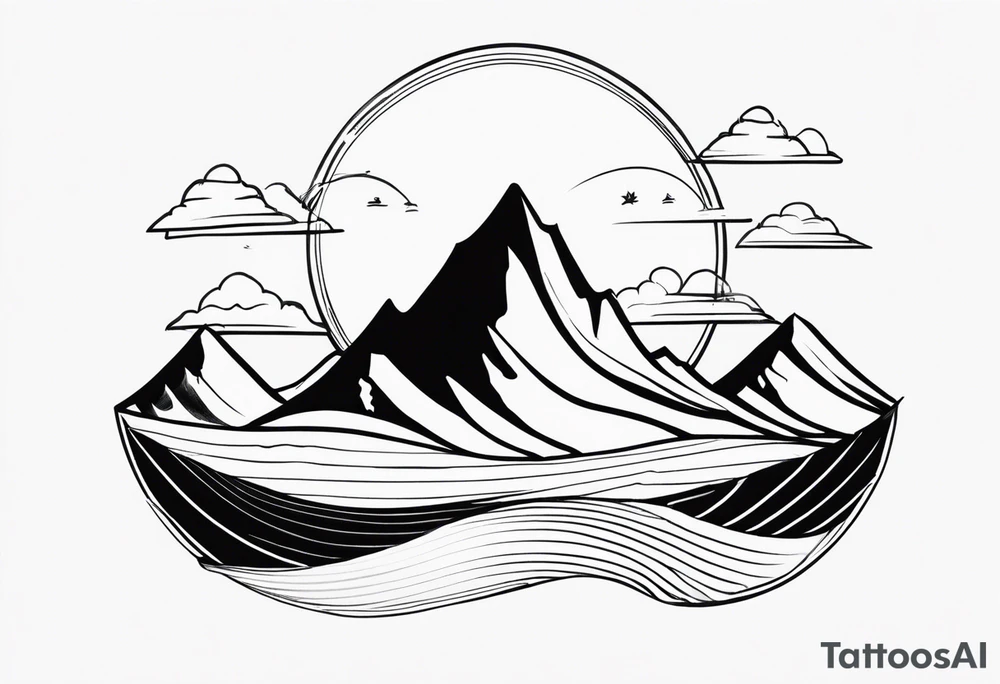 mountain and wave tattoo idea