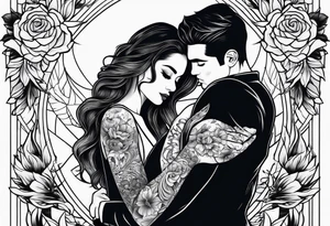 Couple hugging tattoo idea