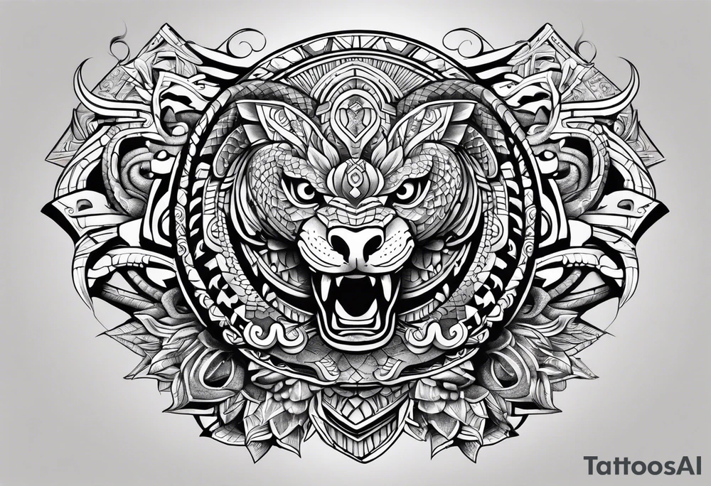 aztec snake sleeve tattoo idea
