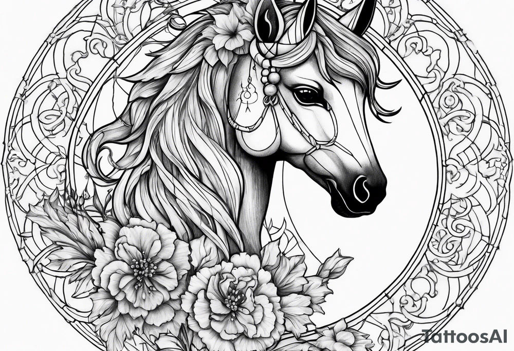 Capricorn dreamcatcher with carnations
And sun and moons tattoo idea
