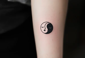 sunface (sunsign in aquarius) & moonface (moonsign in pisces) astrology / yang and yang / apple emojis inspired tattoo idea