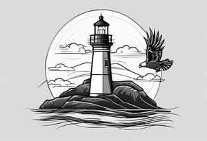 lighthouse, eagle and ribbon tattoo idea