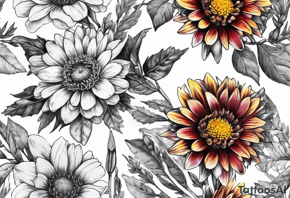 Indian blanket flower arrows tattoo idea