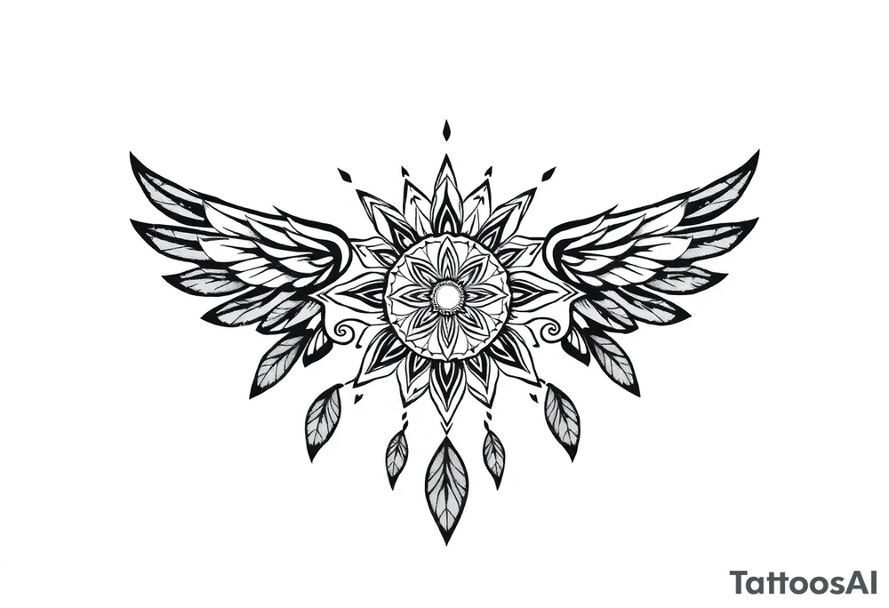 spiritual feathers ornamental mandala indian shaman rune tattoo idea