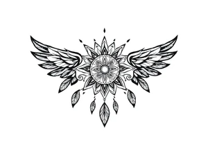 spiritual feathers ornamental mandala indian shaman rune tattoo idea