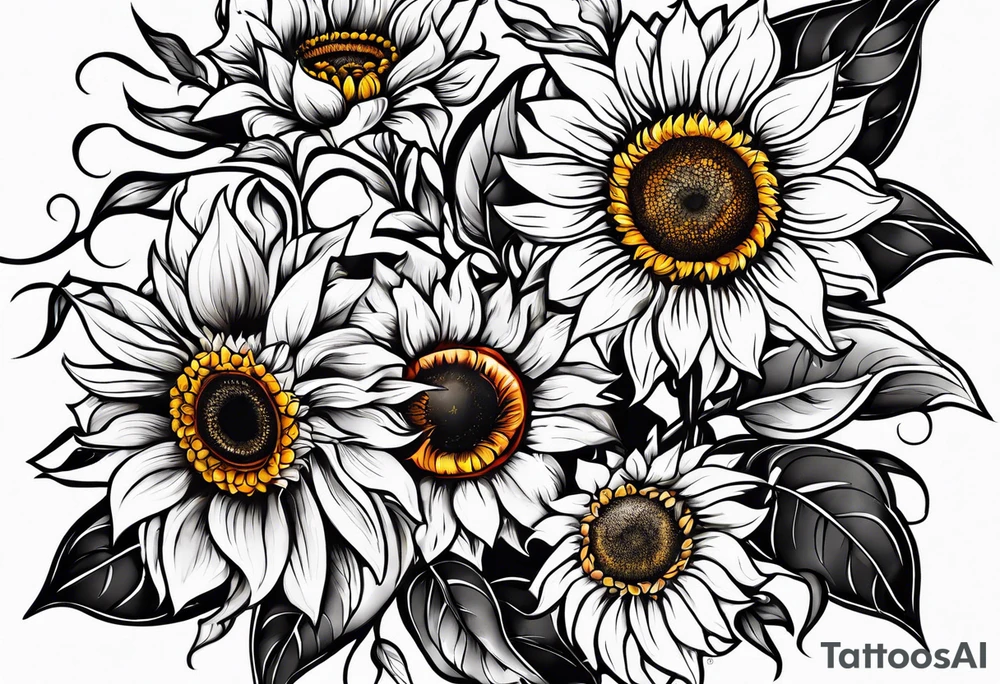 Flower fire an a sunflower tattoo idea