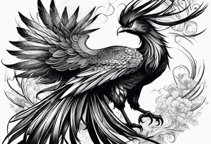Asian phoenix with a long neck tattoo idea