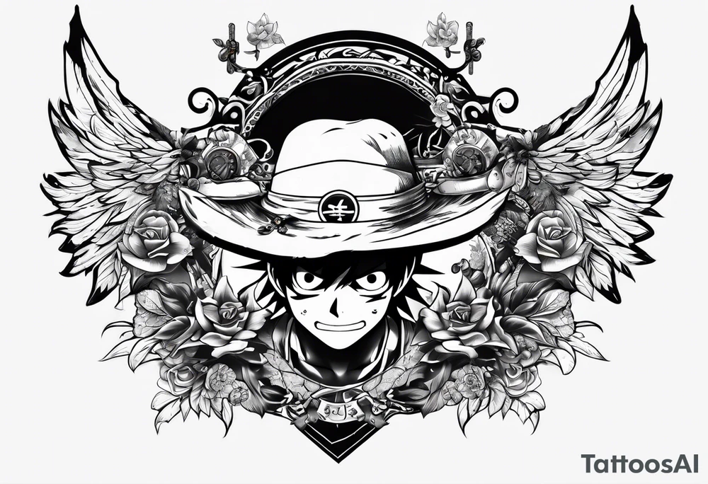 Luffy half normal half gear 5 tattoo idea
